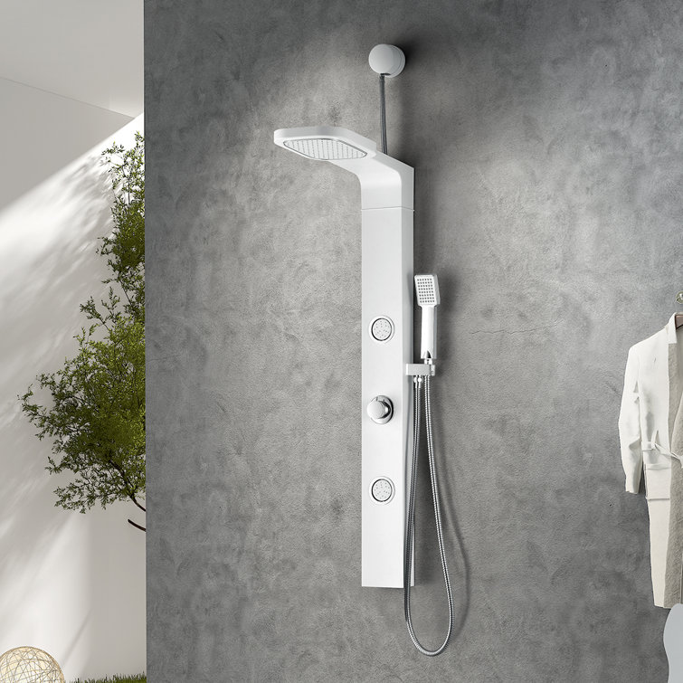 Inland Series 44'' White Shower Panel with Fixed Head
