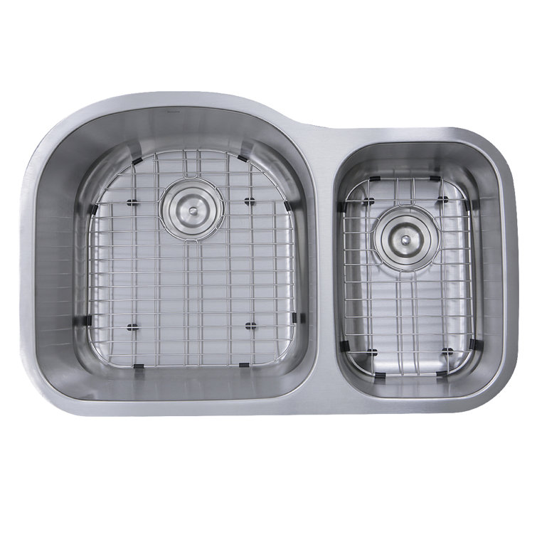 31.5'' Satin Stainless Steel Double Bowl Undermount Kitchen Sink
