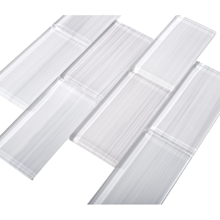 Super White Hand Painted Glass Subway Wall Tile