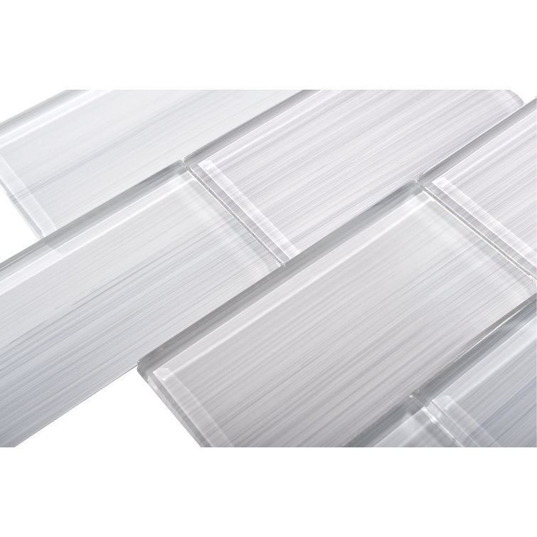 Super White Hand Painted Glass Subway Wall Tile