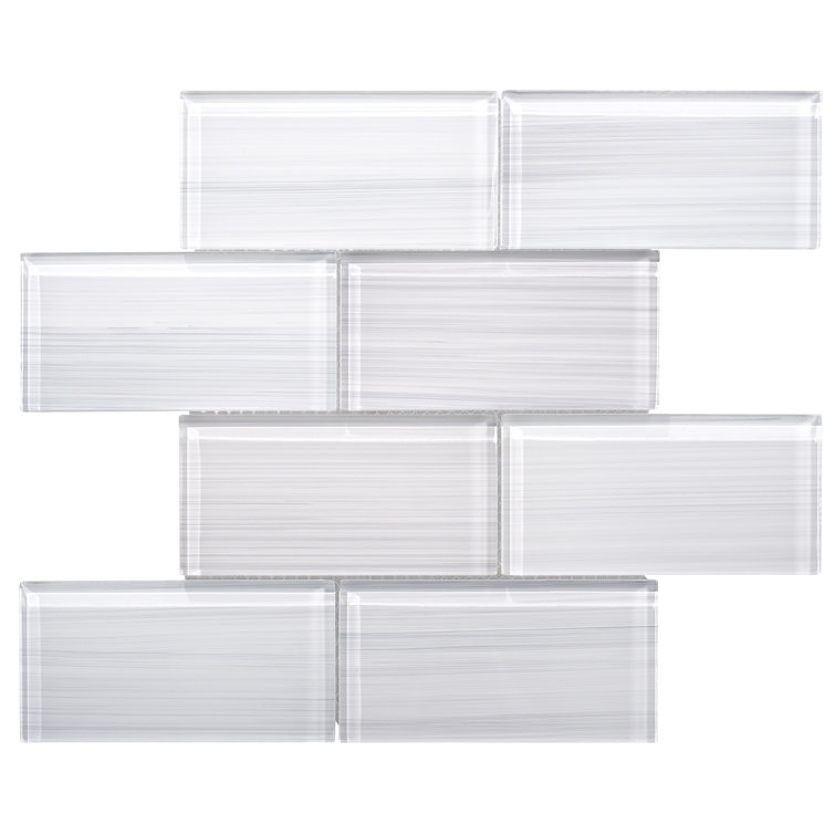 Super White Hand Painted Glass Subway Wall Tile