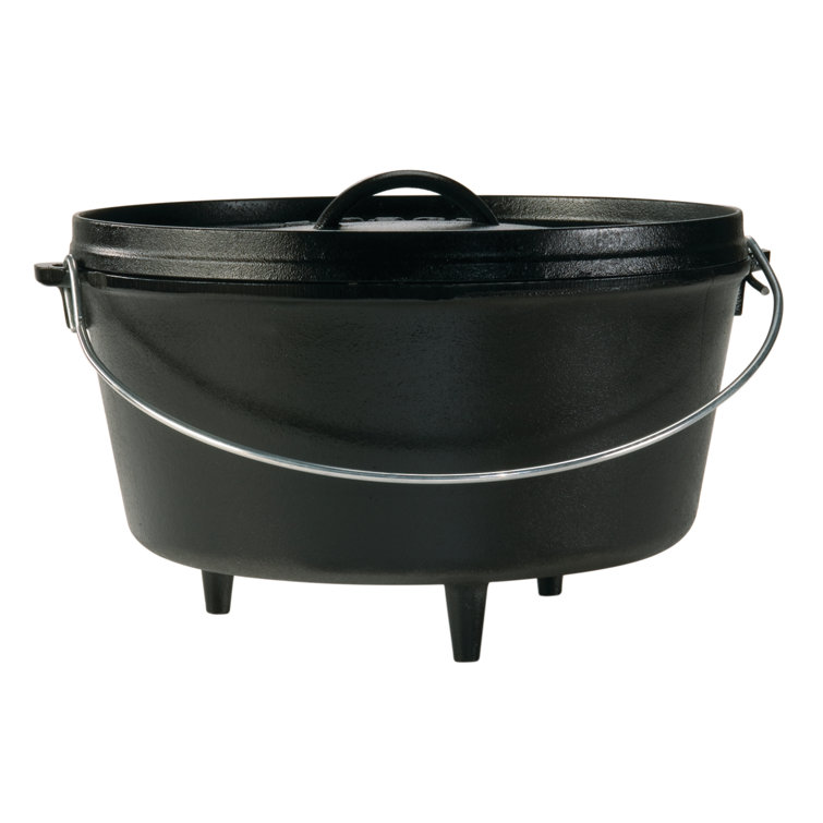 Black Cast Iron 8-Quart Camp Dutch Oven with Bail Handle