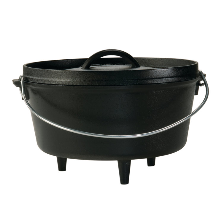 Black Cast Iron 8-Quart Camp Dutch Oven with Bail Handle