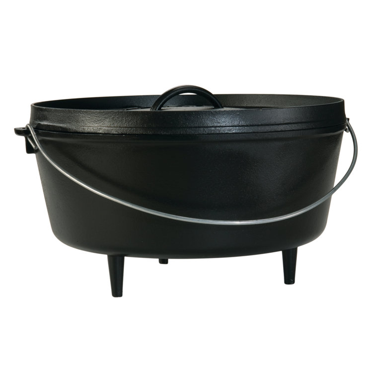 Black Cast Iron 8-Quart Camp Dutch Oven with Bail Handle
