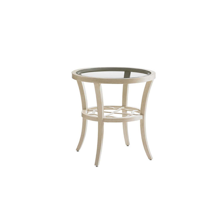 Elegant Ivory and Gold Quatrefoil 24" Round End Table