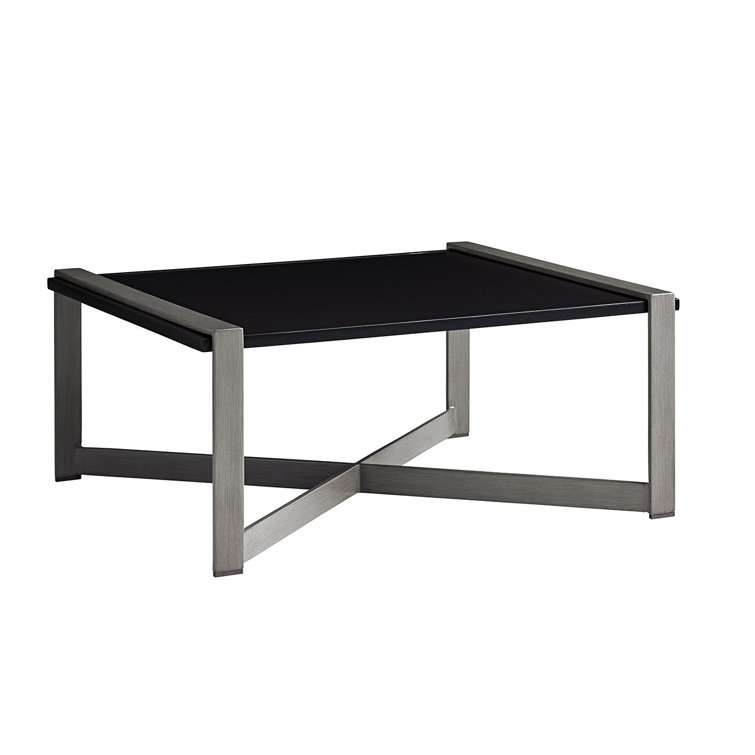 Del Mar 37'' Black and Gray Contemporary Rectangular Cocktail Table