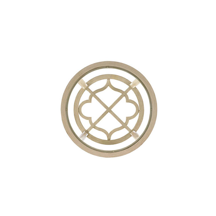 Elegant Ivory and Gold Quatrefoil 24" Round End Table