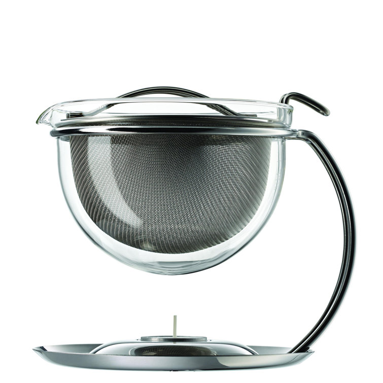 Mono Filio 31.68 Oz Glass and Stainless Steel Teapot with Warmer