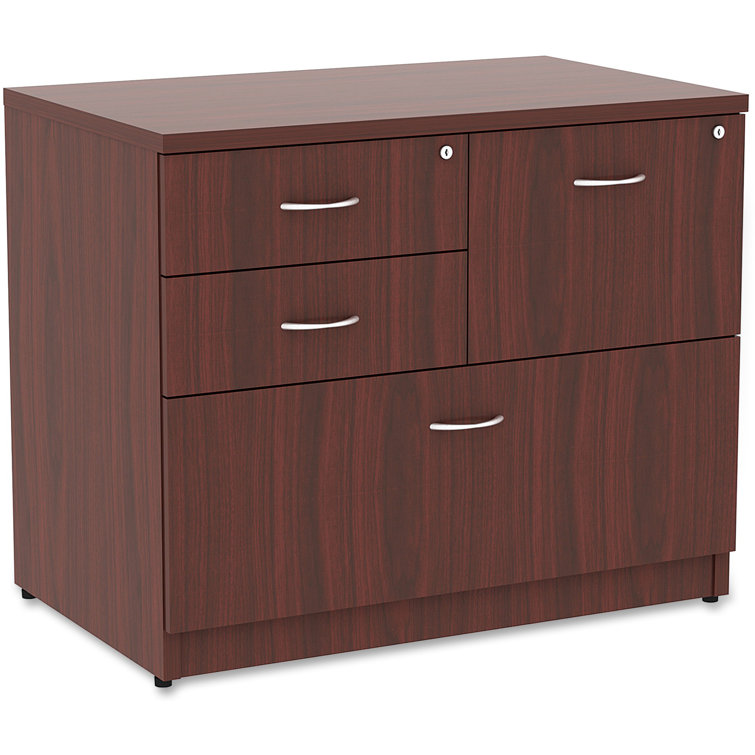 Mahogany 4-Drawer Lockable Lateral File Cabinet