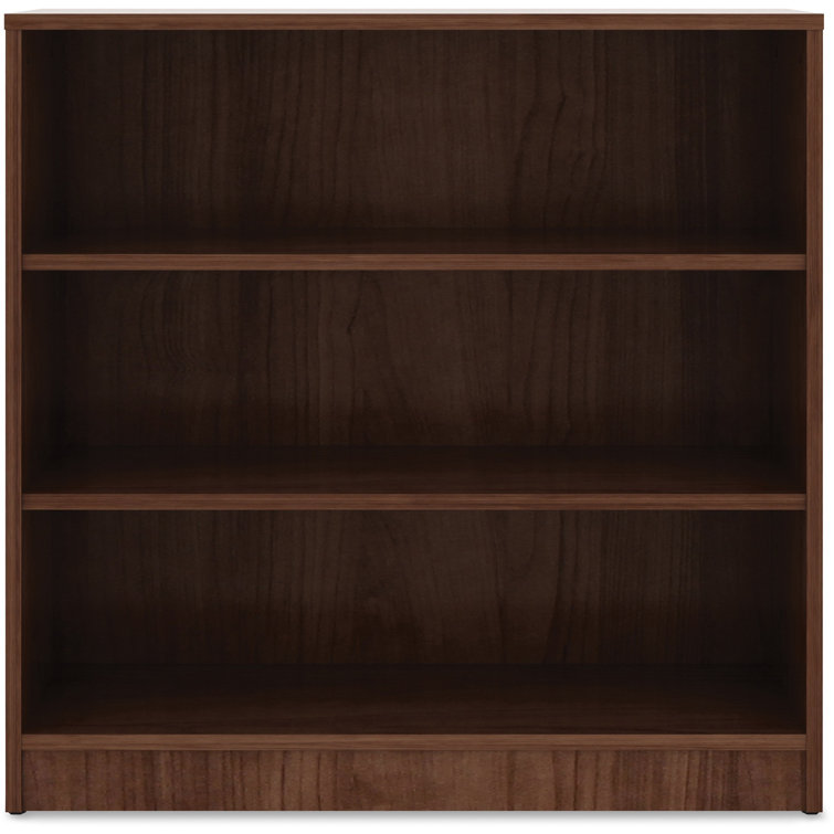 Adjustable Walnut Laminate 3-Shelf Bookcase