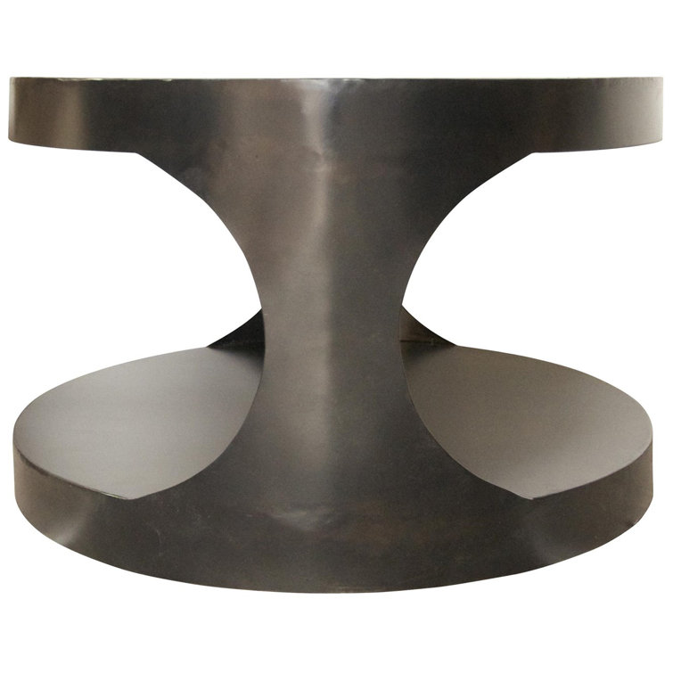 Eclipse Oval 29" Metal Coffee Table with Hourglass Accents