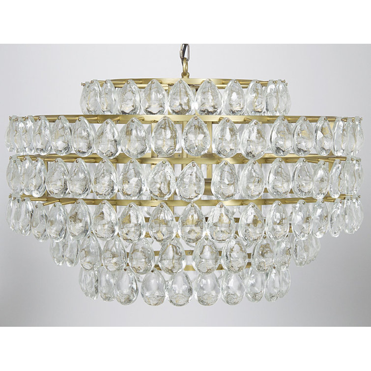 Antique Brass 4-Light Crystal Tiered Chandelier