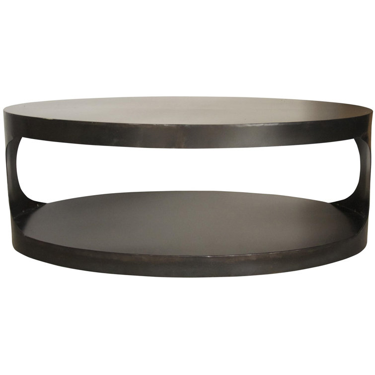 Eclipse Oval 29" Metal Coffee Table with Hourglass Accents