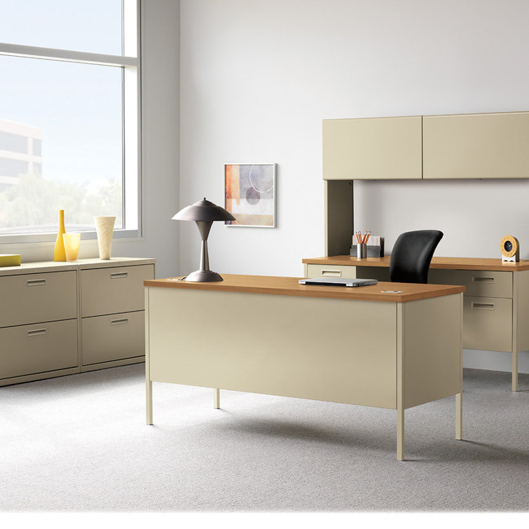 Metro Classic 42" Putty Steel Desk Return with Cable Management