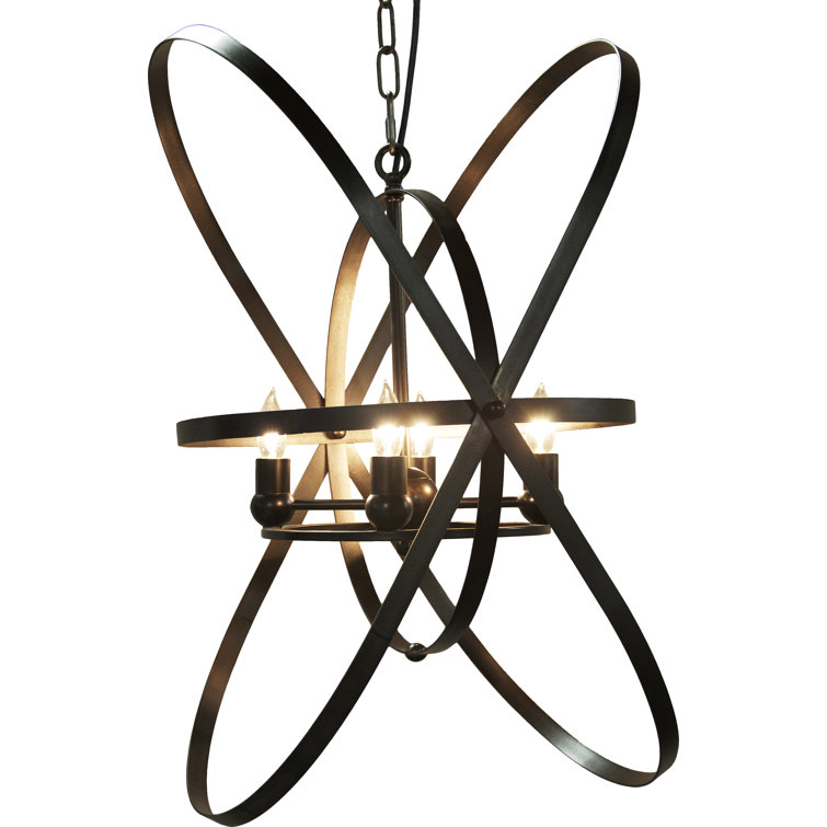 Sassari 29.5'' Black Metal and Glass Contemporary Chandelier