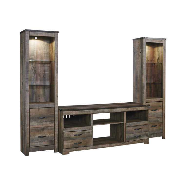 Rustic Brown 104.5'' Transitional Media Center with Metal Accents
