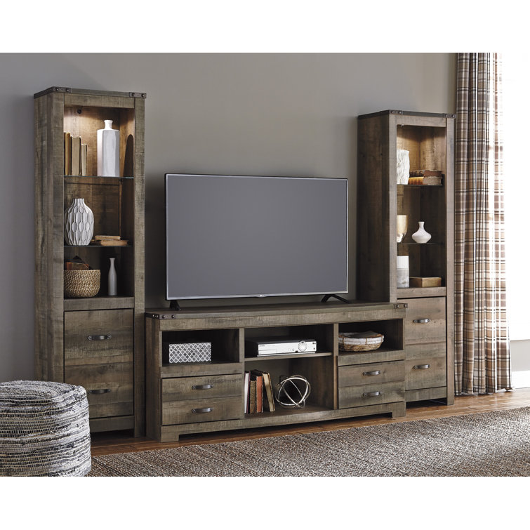 Rustic Brown 104.5'' Transitional Media Center with Metal Accents