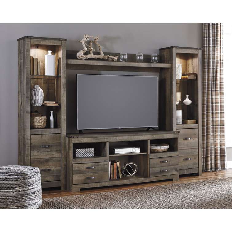 Rustic Brown 104.5'' Transitional Media Center with Metal Accents