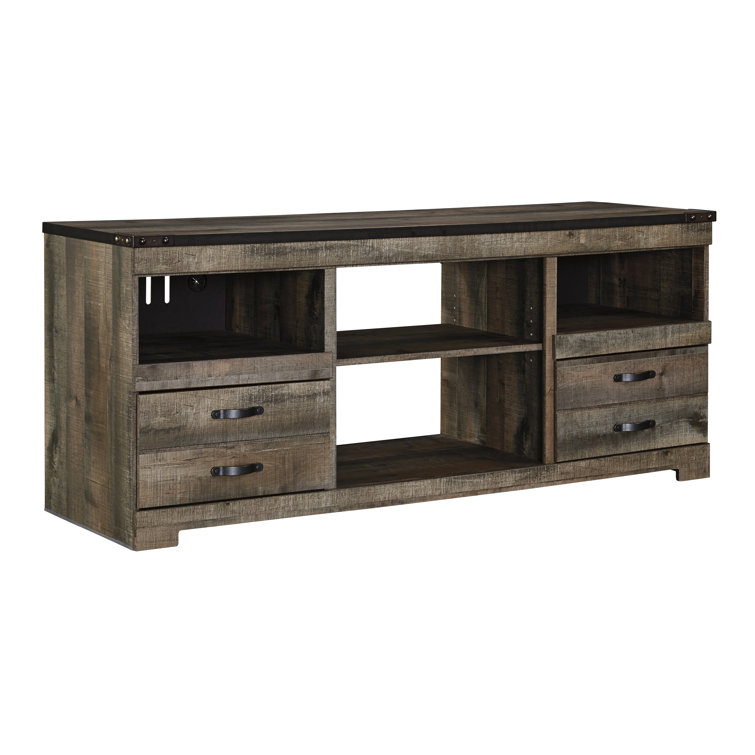 Rustic Brown 104.5'' Transitional Media Center with Metal Accents