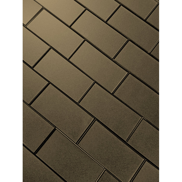 Bronze Glossy 3x6 Glass Subway Wall Tile