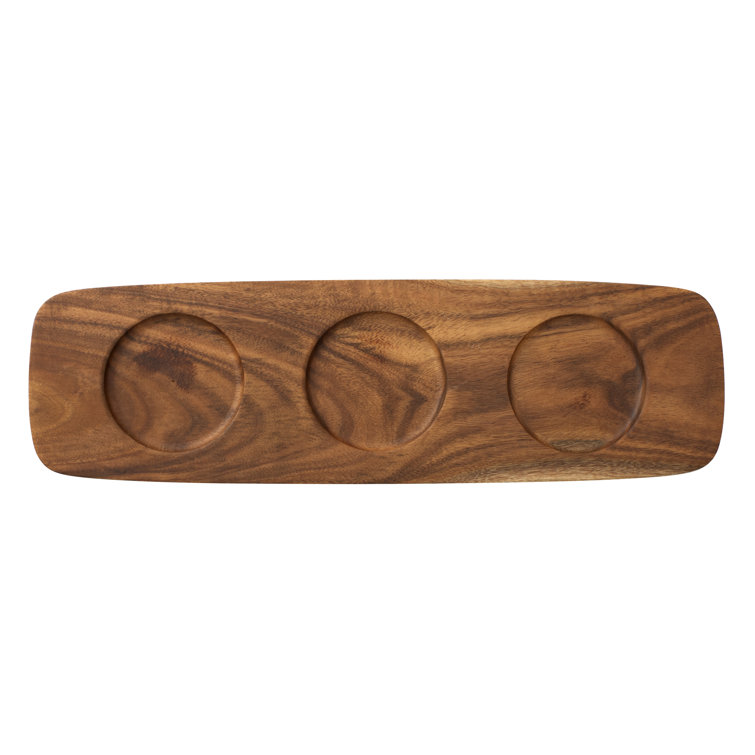 Acacia Wood Tray for Dip Bowls, 31 x 10 cm