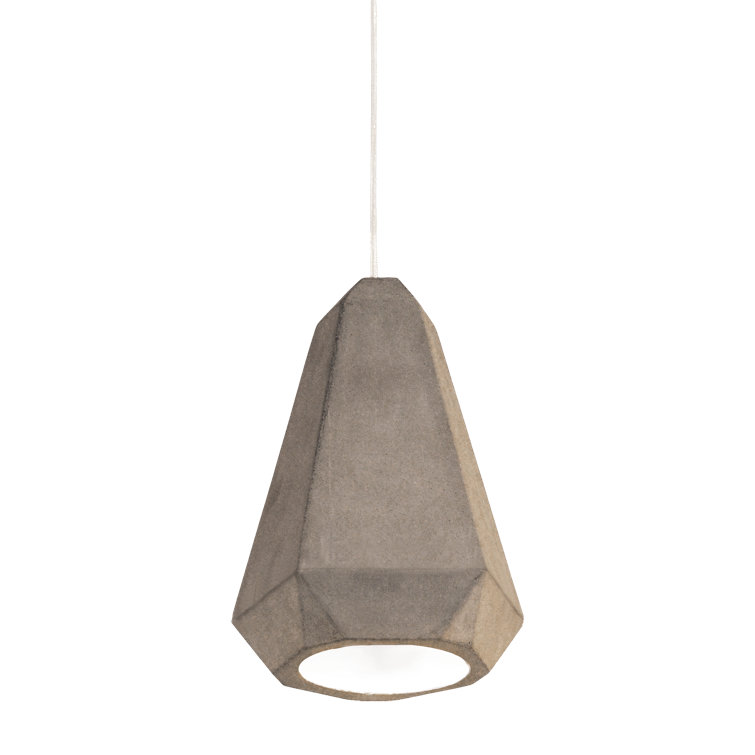White Concrete Single Pendant Light with Adjustable Length