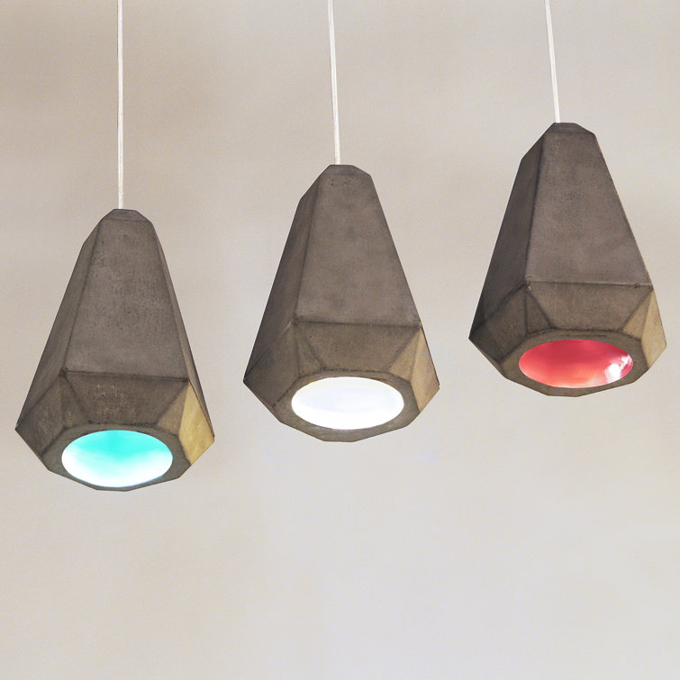 White Concrete Single Pendant Light with Adjustable Length