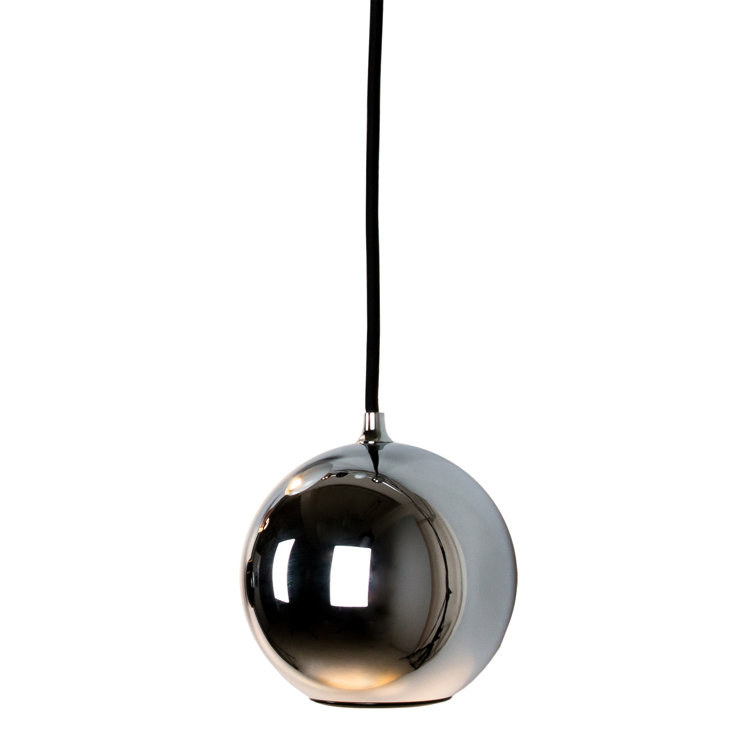 Chrome Globe Pendant Light with Braided Cable