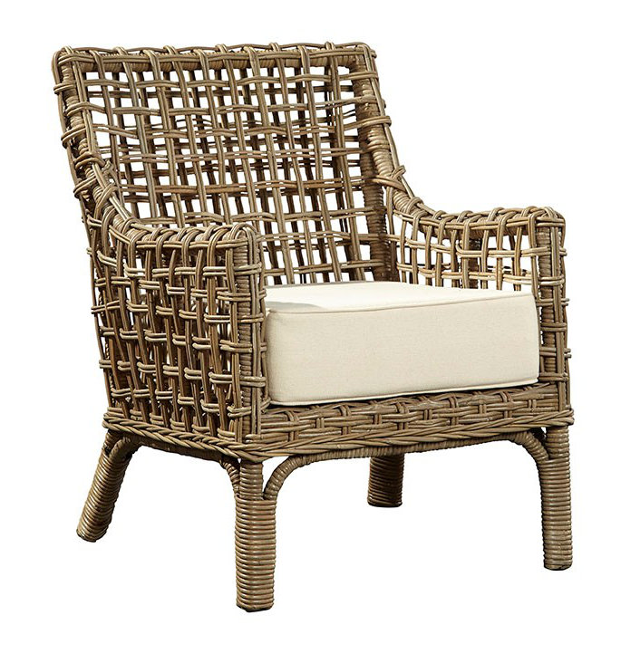 Beige Handcrafted Woven Wood Arm Chair
