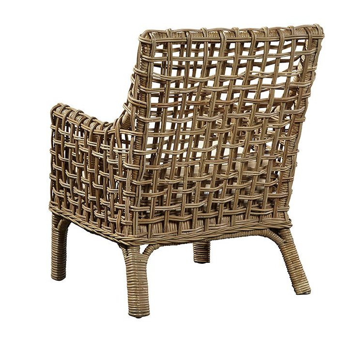 Beige Handcrafted Woven Wood Arm Chair