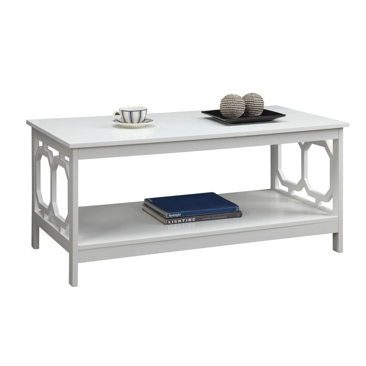 Omega 40'' Glossy White Rectangular Coffee Table with Shelf