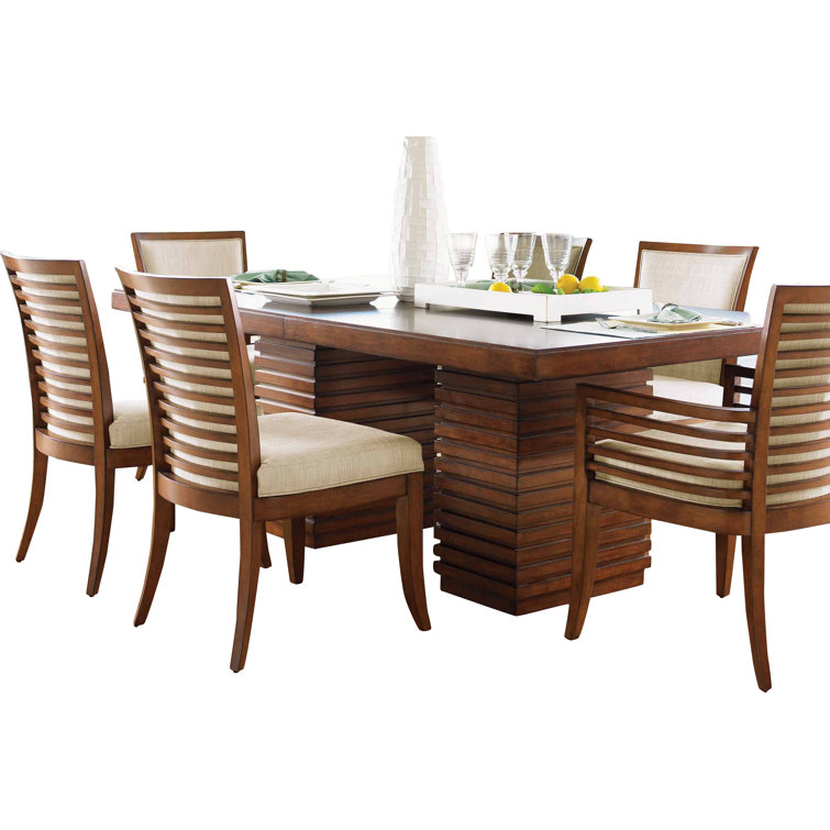 Transitional Extendable Brown Wood Dining Table for Eight