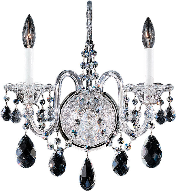 Sterling Polished Silver 2-Light Sconce with Clear Heritage Crystals