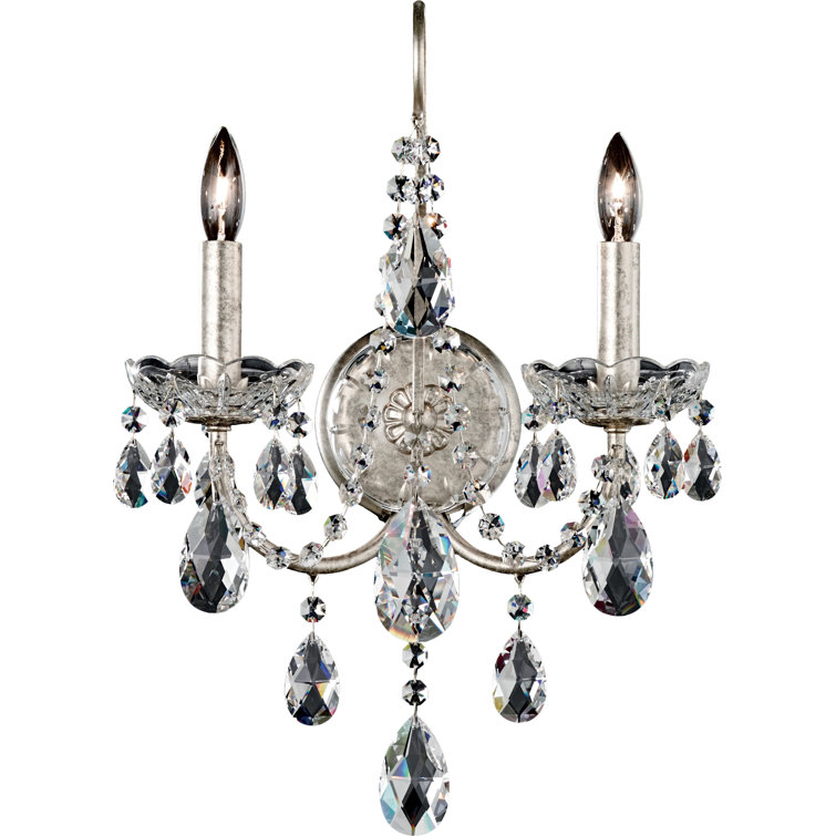 Polished Silver Heritage Crystal 2-Light Wall Sconce