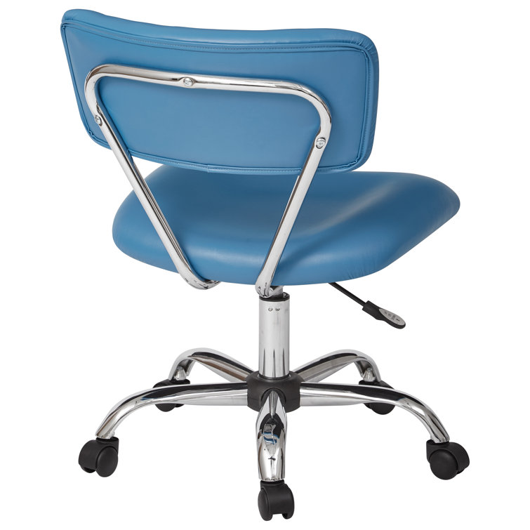 Vista Swivel Low-Back Task Chair in Blue Faux Leather
