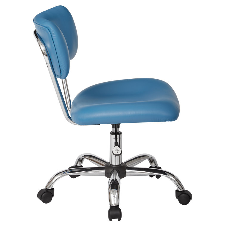 Vista Swivel Low-Back Task Chair in Blue Faux Leather