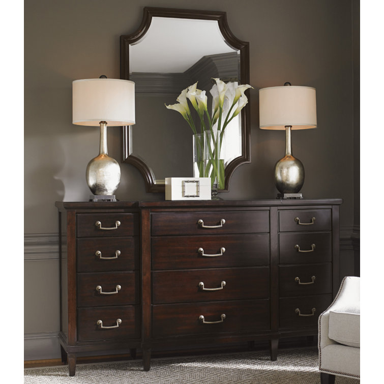 Transitional Brentwood Brown Wood Dresser with Silver Accents