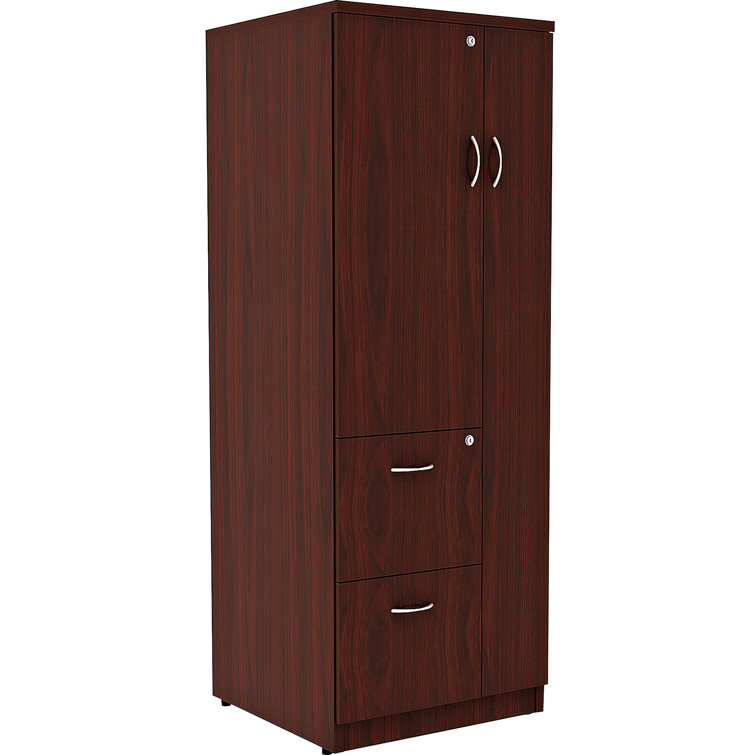 Mahogany Lockable Office Storage Cabinet with Adjustable Shelving