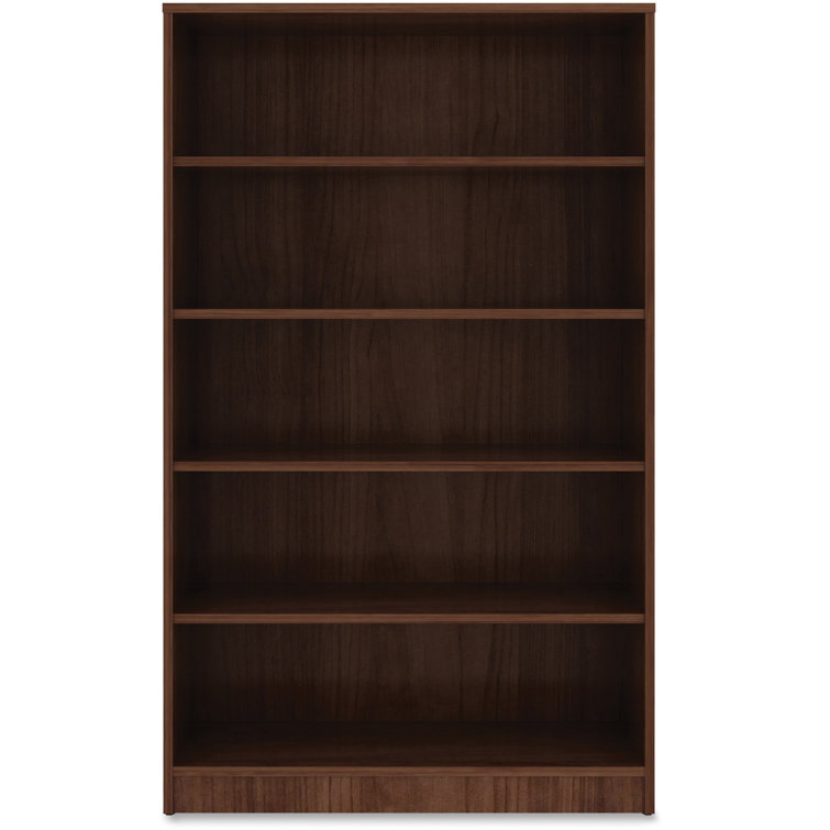 Adjustable Walnut Laminate 5-Shelf Bookcase - 60"x36"x12"