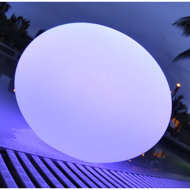 White Polyethylene LED Floating Outdoor Light with Bluetooth