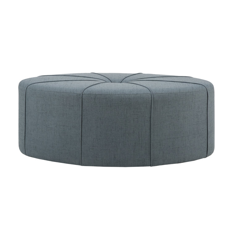 Ferris Charcoal Grey Flannel Tufted Oval Cocktail Ottoman