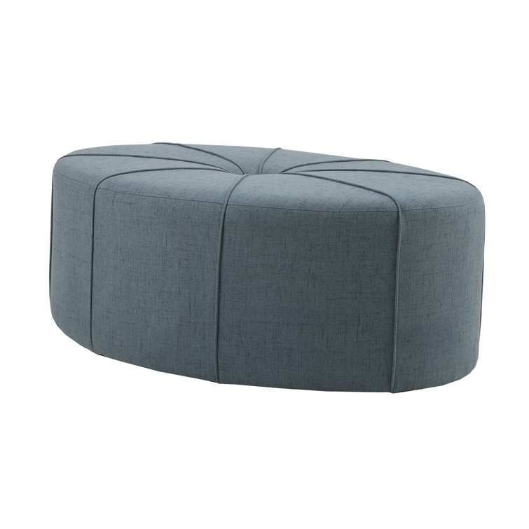Ferris Charcoal Grey Flannel Tufted Oval Cocktail Ottoman