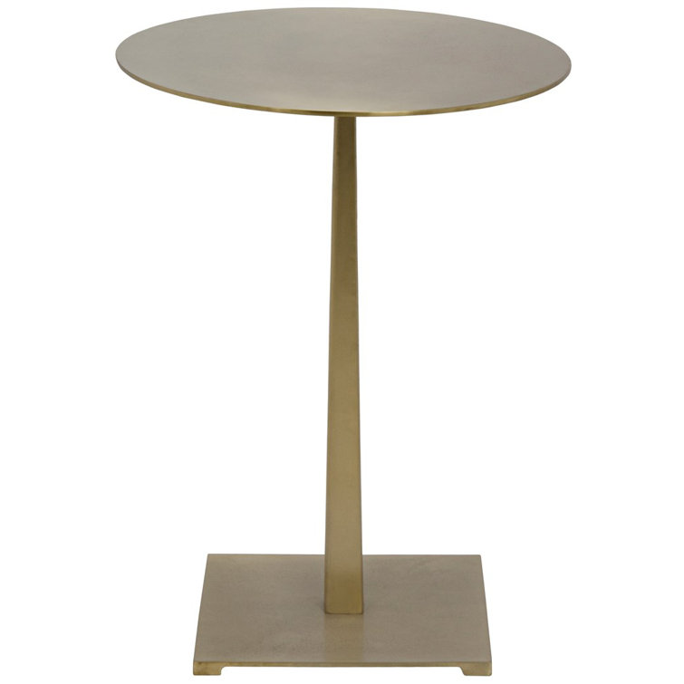 Antique Brass Round Metal and Glass Side Table