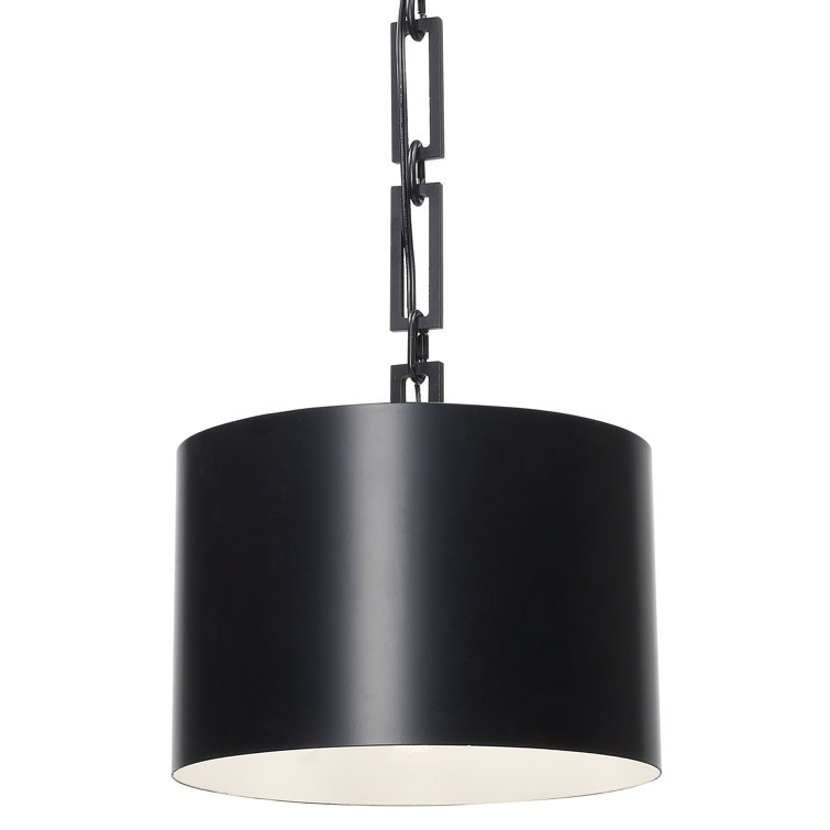 Mini Alston Drum Pendant in Matte Black with Steel Shade