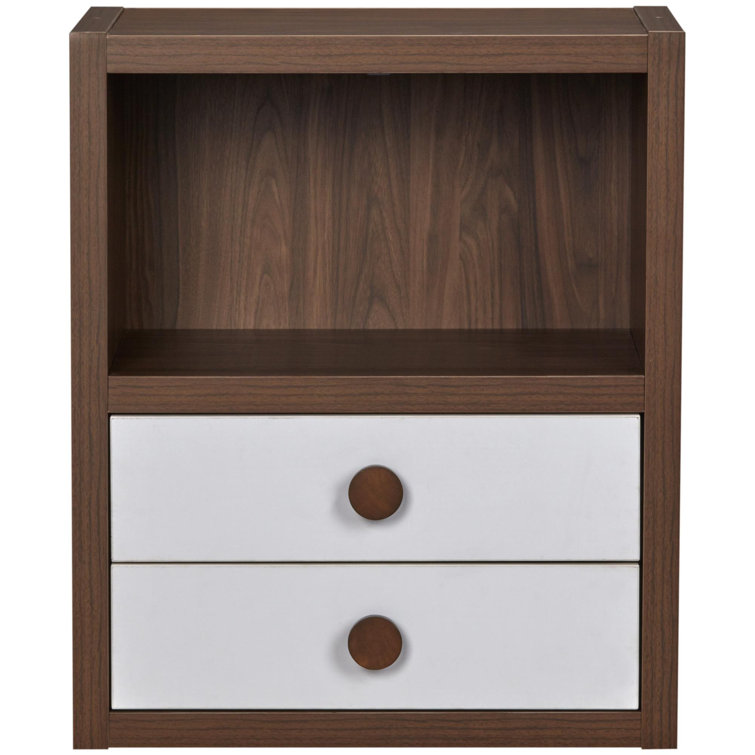 Sierra Ridge Walnut and White Modular Kids Bookcase with Drawers