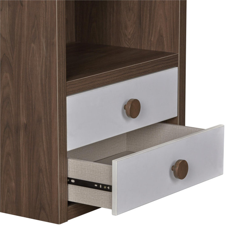 Sierra Ridge Walnut and White Modular Kids Bookcase with Drawers