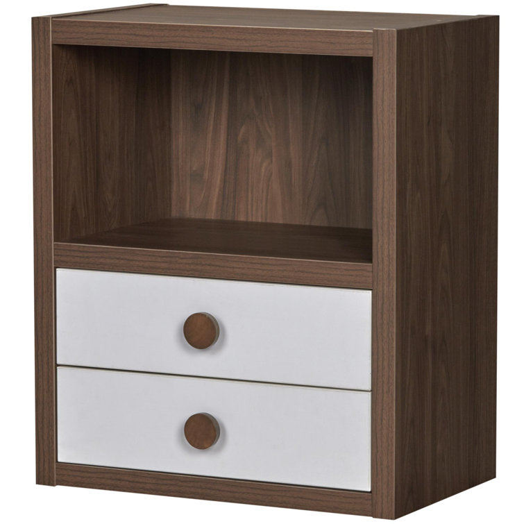 Sierra Ridge Walnut and White Modular Kids Bookcase with Drawers