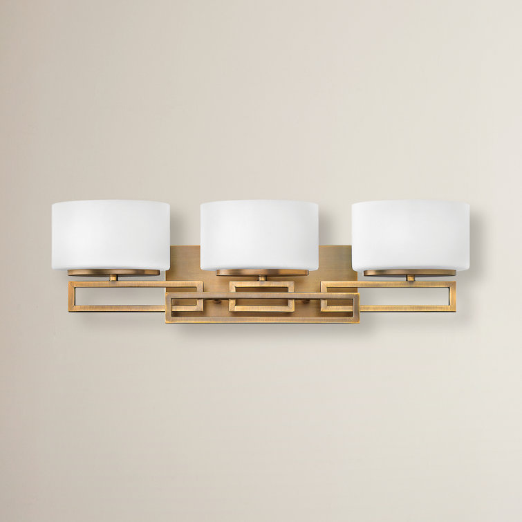 Elegant Brushed Bronze 3-Light Vanity with Etched Opal Glass