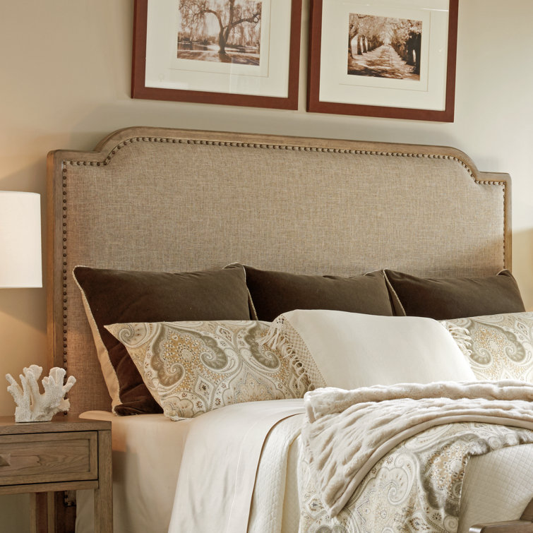 Cypress Point King Upholstered Panel Headboard in Natural Flax Linen