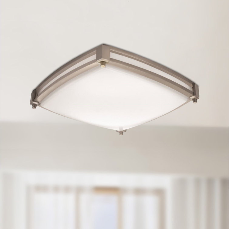 Sleek Nickel Square LED Flush Mount with White Acrylic Shade